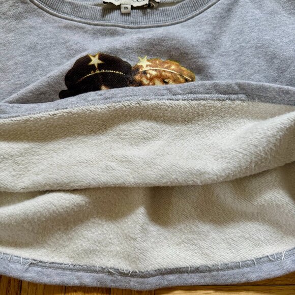 Fiorucci Vintage Angels Cropped Sweateshirt Grey Fleece Sz XS - Picture 8 of 11